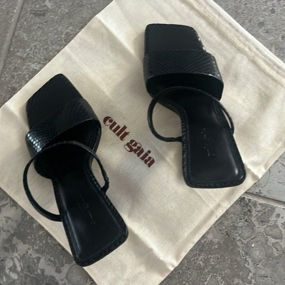 Cult Gaia BLACK Rene Cut-Out Heel Sandals, x Revolve, New, EU 38 - Picture 10 of 16